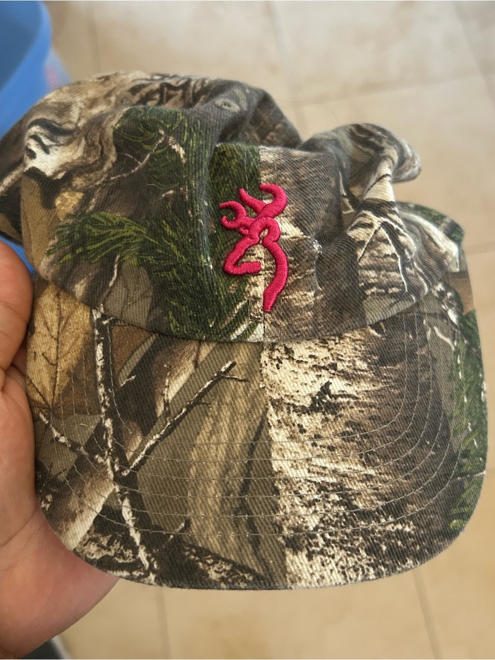 Browning Camouflage Hat with Pink Buckmark Emblem